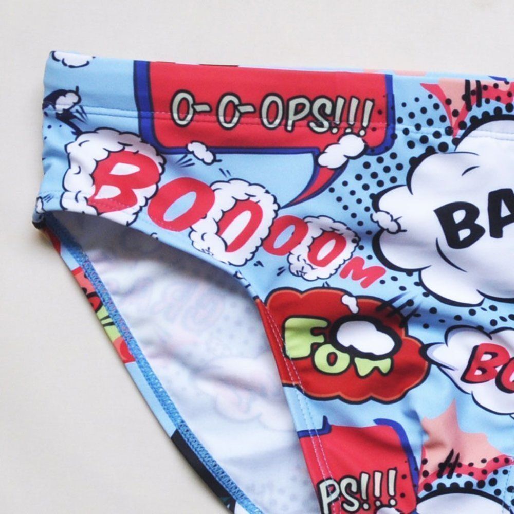 Men's Padded Comic Bang Swim Wear Briefs Push Up Cup Enhancing Size XL - Picture 8 of 10